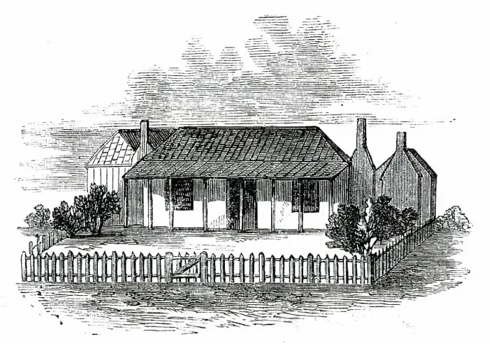 Framed Print : Settler's Station in Port Phillip, 1850. Creator: Unknown Framed Print : Settler's Station in Port Phillip, 1850. Creator: Unknown