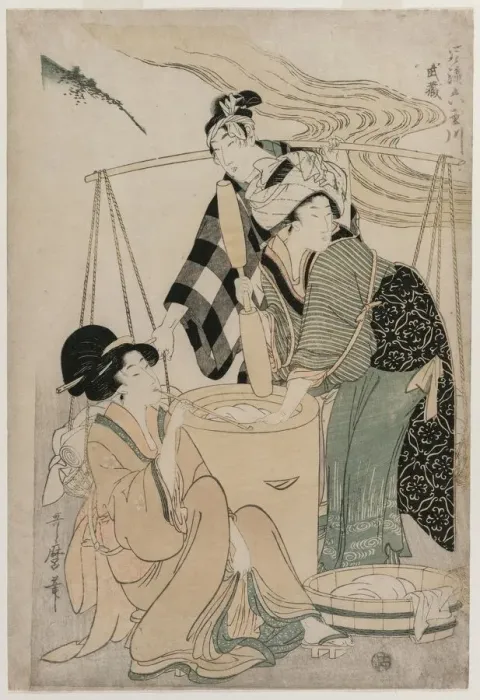 Framed Print : Settsu Province from the series Fashionable Six Jewel Rivers (Furyu Mu Tamagawa), c Framed Print : Settsu Province from the series Fashionable Six Jewel Rivers (Furyu Mu Tamagawa), c