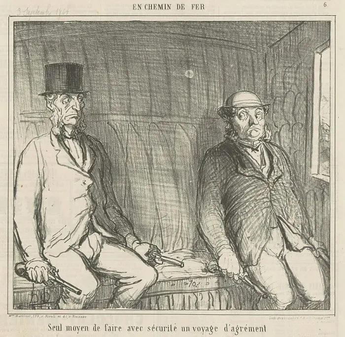 Framed Print : Seul moyen de faire avec sécurité, 19th century. Creator: Honore Daumier