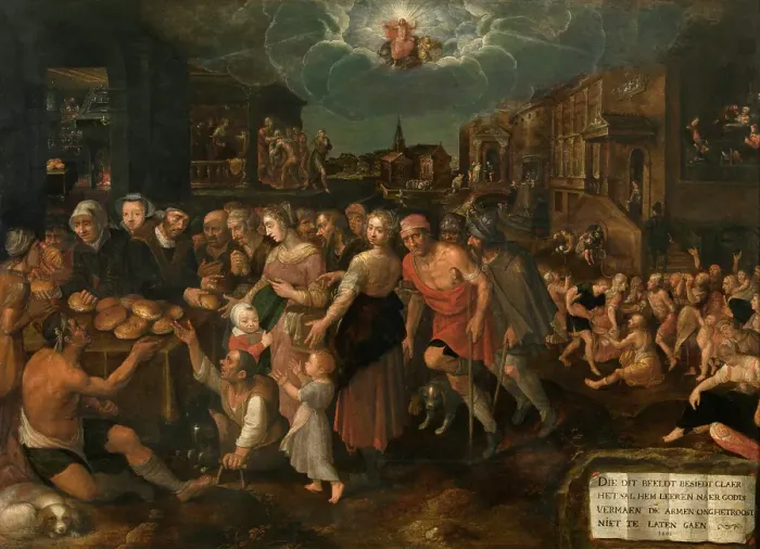 Framed Print : The Seven Acts of Mercy, 1608. Creator: Frans Francken II Framed Print : The Seven Acts of Mercy, 1608. Creator: Frans Francken II