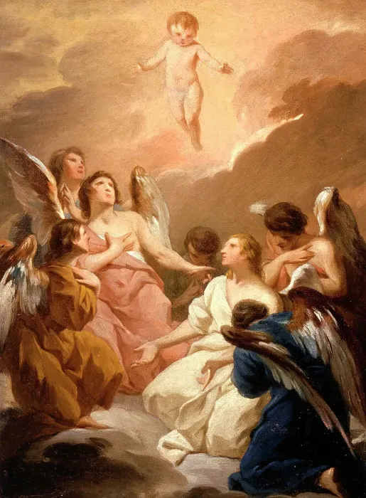 Framed Print : Seven Angels Adoring the Christ Child, between 1730 and 1740. Creator: Pierre Subleyras Framed Print : Seven Angels Adoring the Christ Child, between 1730 and 1740. Creator: Pierre Subleyras