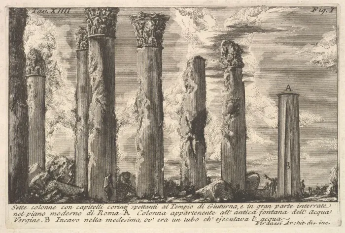 Framed Print : Seven columns of the Temple of Juturna with Corinthian capitals... (Sette colon Framed Print : Seven columns of the Temple of Juturna with Corinthian capitals... (Sette colon