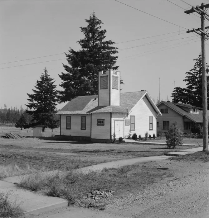 Framed Print : Seven Day Adventist Church, Tenino, Thurston County, Western Washington, 1939. Creator: Dorothea Lange Framed Print : Seven Day Adventist Church, Tenino, Thurston County, Western Washington, 1939. Creator: Dorothea Lange