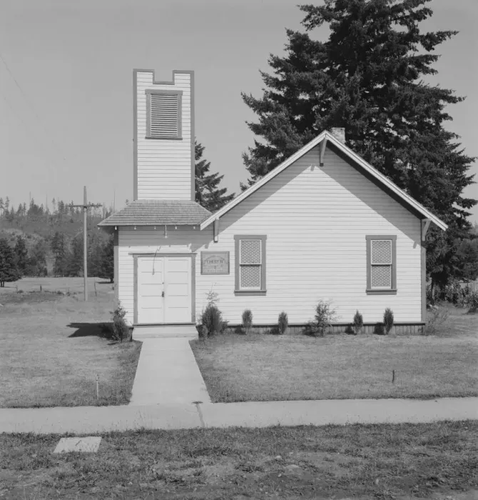 Framed Print : Seven Day Adventist Church, Tenino, Thurston County, Western Washington, 1939. Creator: Dorothea Lange Framed Print : Seven Day Adventist Church, Tenino, Thurston County, Western Washington, 1939. Creator: Dorothea Lange