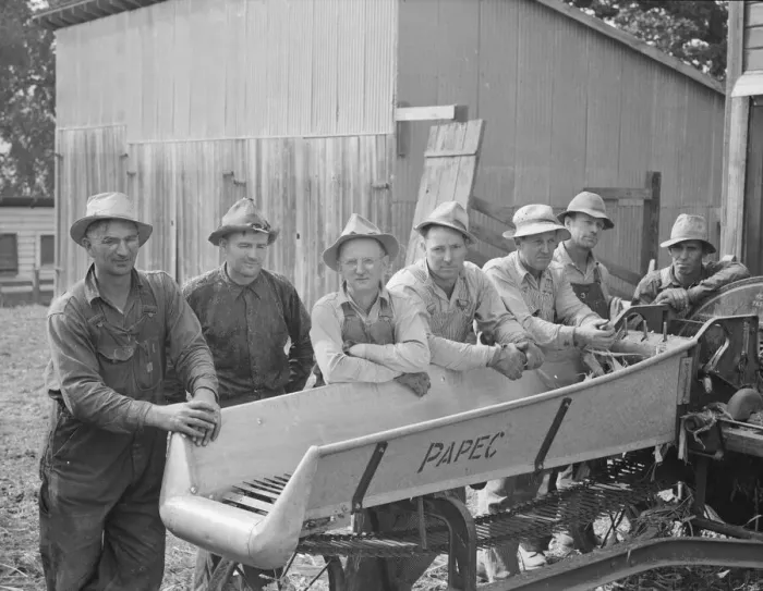 Framed Print : Seven of the eight farmers shown with their coop... West Carlton, Yamhill County, Oregon, 1939. Creator: Dorothea Lange Framed Print : Seven of the eight farmers shown with their coop... West Carlton, Yamhill County, Oregon, 1939. Creator: Dorothea Lange