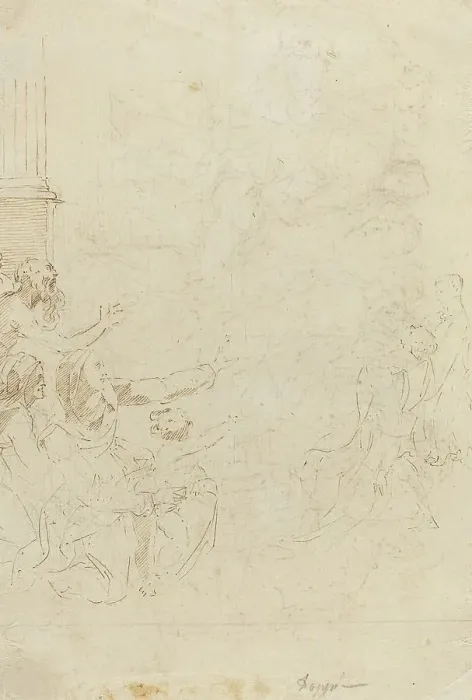 Framed Print : Seven Figures Witnessing an Ascension [verso]. Creator: Donato Creti