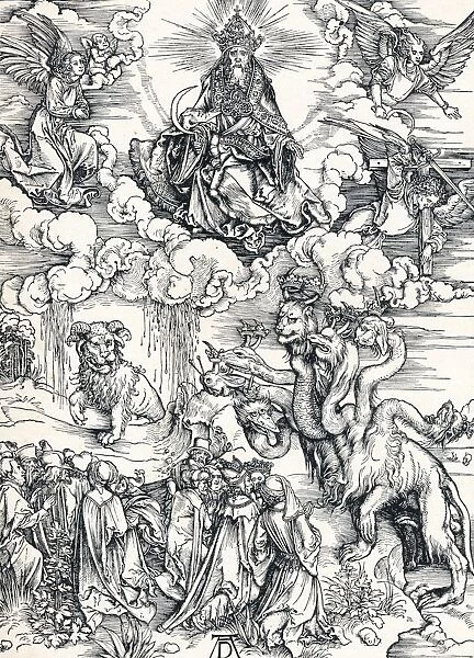 The Seven-Headed Beast and the Beast with Lamb`s Horns, 1498 (1906). Artist: Albrecht Durer