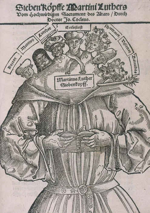 Framed Print : A seven headed Martin Luther, 1698. Creator: Unknown Framed Print : A seven headed Martin Luther, 1698. Creator: Unknown