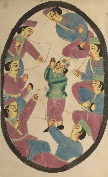 Framed Print : Seven Heroes or Warriors Killing Abhimanya, Son of Arjuna, 1800s. Creator: Unknown Framed Print : Seven Heroes or Warriors Killing Abhimanya, Son of Arjuna, 1800s. Creator: Unknown