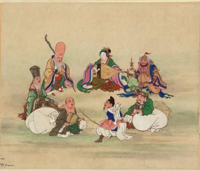 Framed Print : Seven Lucky Gods, ca 1878. Artist: Anonymous Framed Print : Seven Lucky Gods, ca 1878. Artist: Anonymous