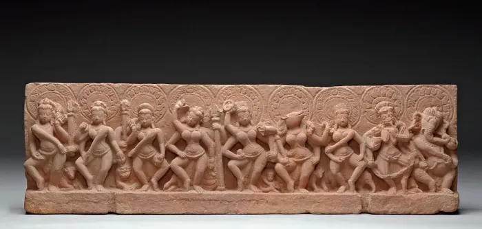 Framed Print : The Seven Mother Goddesses (Matrikas) Flanked by Shiva-Virabhadra and Ganesha... 9th century. Creator: Unknown Framed Print : The Seven Mother Goddesses (Matrikas) Flanked by Shiva-Virabhadra and Ganesha... 9th century. Creator: Unknown