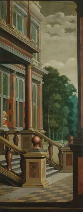Framed Print : A Seven-Part Decorative Sequence: An Outdoor Stairway, 1630-1632. Creator: Dirck van Delen Framed Print : A Seven-Part Decorative Sequence: An Outdoor Stairway, 1630-1632. Creator: Dirck van Delen