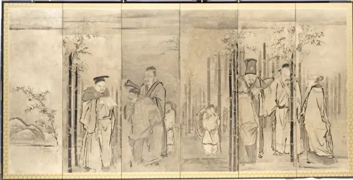 Framed Print : Seven Sages of the Bamboo Grove, 1600s. Creator: Kano Tan?y? (Japanese, 1602-1674) Framed Print : Seven Sages of the Bamboo Grove, 1600s. Creator: Kano Tan?y? (Japanese, 1602-1674)