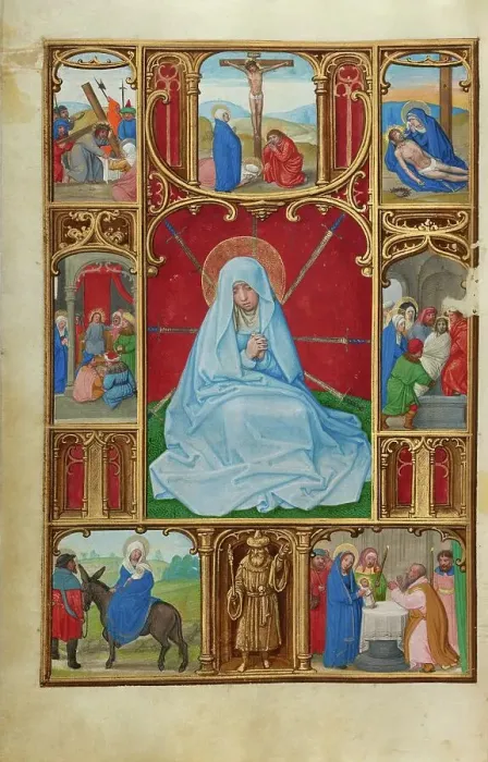 Framed Print : The Seven Sorrows of the Virgin; Prayer Book of Cardinal Albrecht of Brandenburg, about 1525-1530. Creator: Simon Bening Framed Print : The Seven Sorrows of the Virgin; Prayer Book of Cardinal Albrecht of Brandenburg, about 1525-1530. Creator: Simon Bening