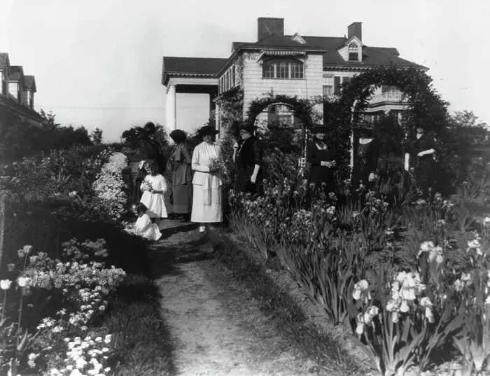 Framed Print : Seven women and two small girls in the garden of Mrs. John W. Paris...New York, between 1909 & 1927. Creator: Frances Benjamin Johnston. Seven women and two small girls in the garden of Mrs. John W. Paris...New York, between 1909 & 1927 Framed Print : Seven women and two small girls in the garden of Mrs. John W. Paris...New York, between 1909 & 1927. Creator: Frances Benjamin Johnston. Seven women and two small girls in the garden of Mrs. John W. Paris...New York, between 1909 & 1927