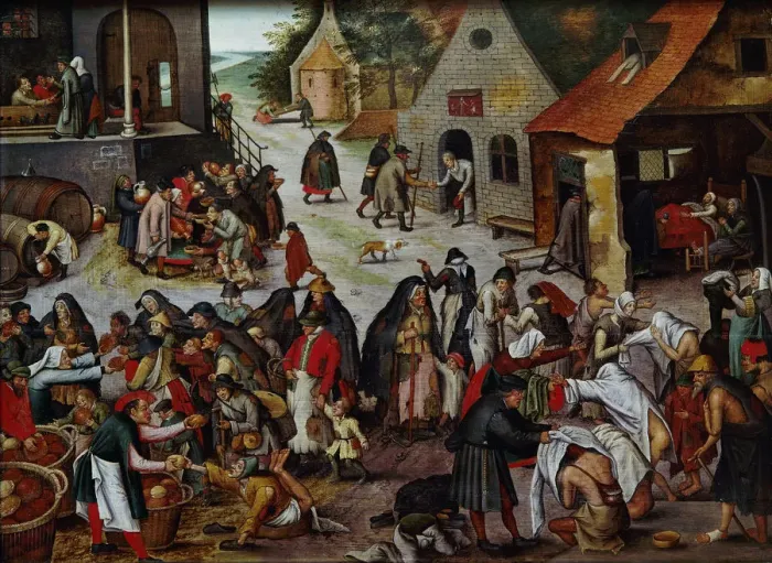 Framed Print : The Seven Works of Mercy. Artist: Brueghel, Pieter, the Younger (1564-1638) Framed Print : The Seven Works of Mercy. Artist: Brueghel, Pieter, the Younger (1564-1638)