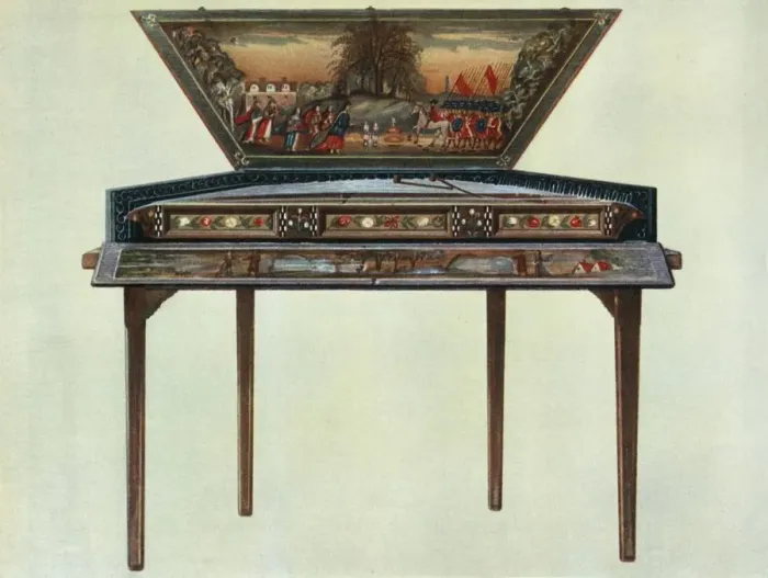 Framed Print : Seventeenth century dulcimer from H. Boddingtons collection, 1948 Framed Print : Seventeenth century dulcimer from H. Boddingtons collection, 1948