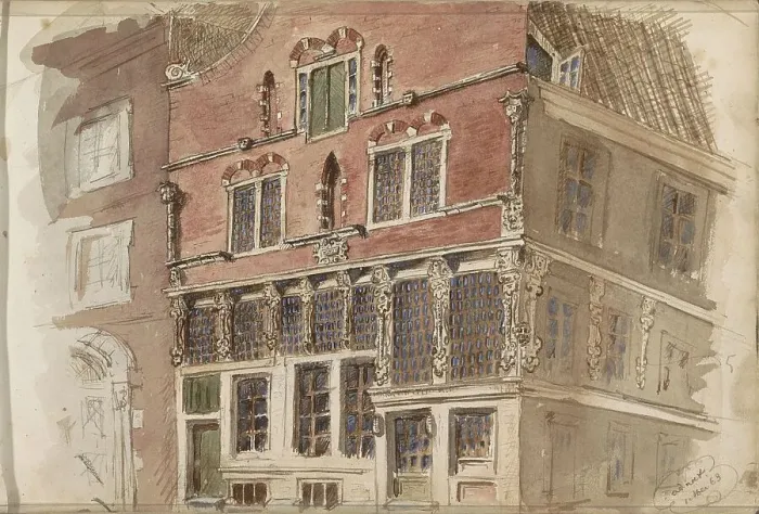 Framed Print : Seventeenth-century facade, 1863. Creator: Isaac Gosschalk Framed Print : Seventeenth-century facade, 1863. Creator: Isaac Gosschalk