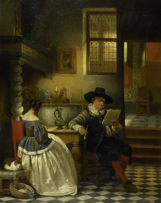 Framed Print : Seventeenth-century Interior, 1838. Creator: Jan August Hendrik Leys Framed Print : Seventeenth-century Interior, 1838. Creator: Jan August Hendrik Leys