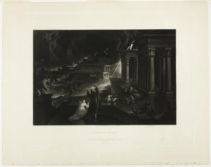 Framed Print : Seventh Plague, from Illustrations of the Bible, 1833. Creator: John Martin Framed Print : Seventh Plague, from Illustrations of the Bible, 1833. Creator: John Martin