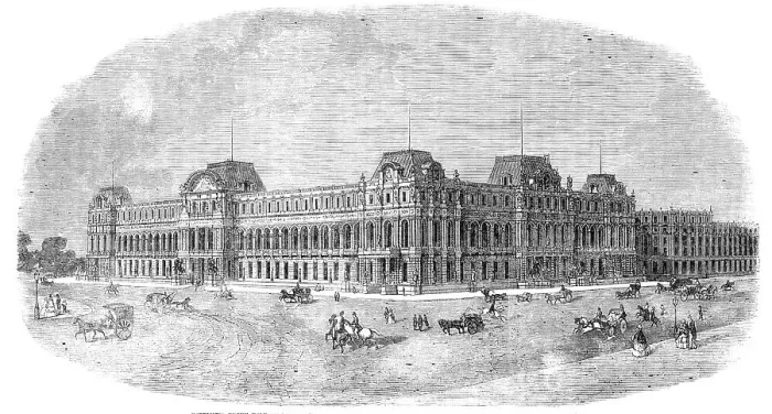 Framed Print : Seventh Prize Design for the War and Foreign Offices (John Dwyer, Architect): Premium, £100, 1857. Creator: Unknown Framed Print : Seventh Prize Design for the War and Foreign Offices (John Dwyer, Architect): Premium, £100, 1857. Creator: Unknown