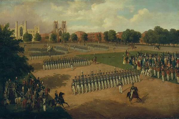 Seventh Regiment on Review, Washington Square, New York, 1851. Creator: Otto Boetticher