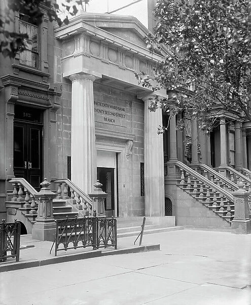 Seventy-second Street branch, 19th Ward Bank, entrance, side view, N.Y. between 1900 and 1915. Creator: Unknown