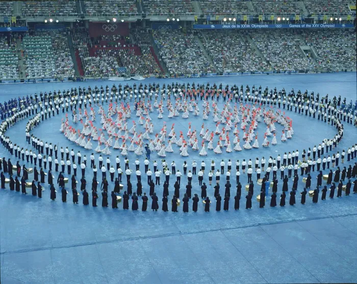 Framed Print : Sevillana dancers and music bands in the opening ceremony of the 1992 Barcelona Olympic Games Framed Print : Sevillana dancers and music bands in the opening ceremony of the 1992 Barcelona Olympic Games