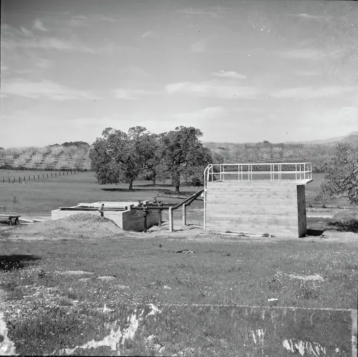 Framed Print : Sewage disposal plant at the Aqua Fria Farm security administration camp, Maricopa County, AZ. 1940 Creator: Dorothea Lange Framed Print : Sewage disposal plant at the Aqua Fria Farm security administration camp, Maricopa County, AZ. 1940 Creator: Dorothea Lange
