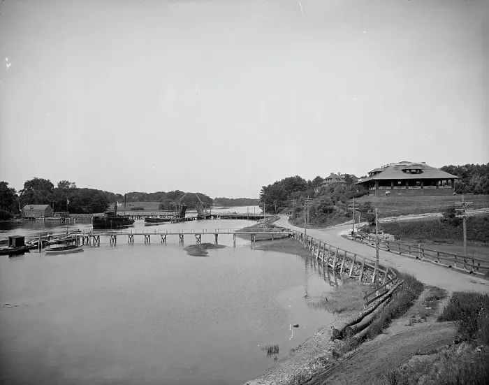Framed Print : Sewall's bridge and York Country Club, York, Maine, c1908. Creator: Unknown Framed Print : Sewall's bridge and York Country Club, York, Maine, c1908. Creator: Unknown