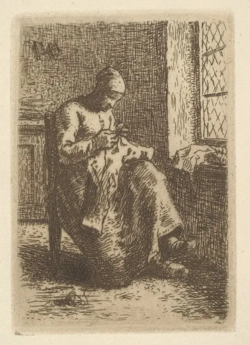 Framed Print : The Sewer, 1855. Creator: Jean Francois Millet