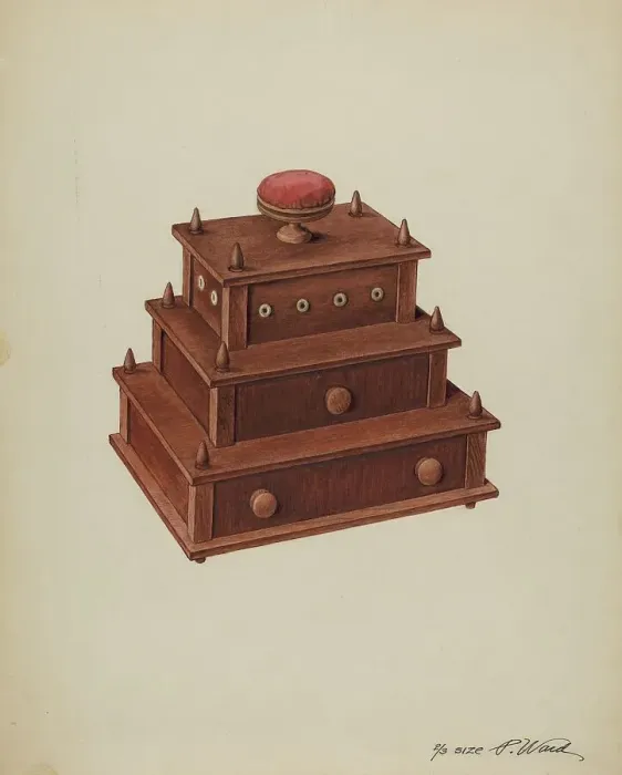 Framed Print : Sewing Cabinet, 1935 / 1942. Creator: Paul Ward Framed Print : Sewing Cabinet, 1935 / 1942. Creator: Paul Ward