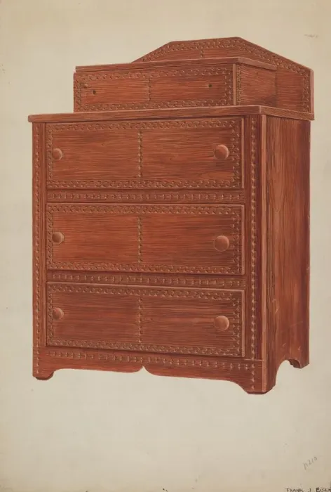 Framed Print : Sewing Cabinet, c. 1937. Creator: Frank Eiseman Framed Print : Sewing Cabinet, c. 1937. Creator: Frank Eiseman