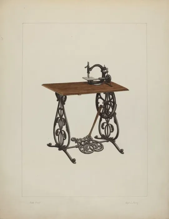 Framed Print : Sewing Machine, c. 1938. Creator: Clyde L. Cheney