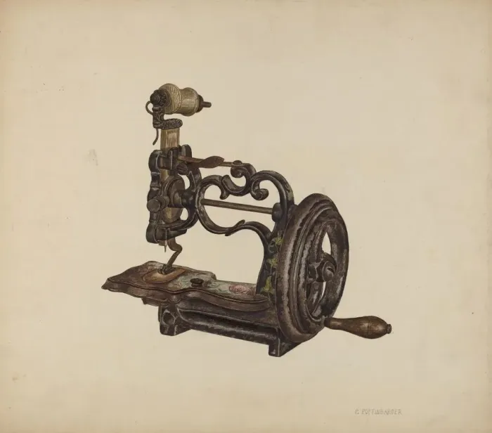 Framed Print : Sewing Machine, c. 1940. Creator: Paul Poffinbarger Framed Print : Sewing Machine, c. 1940. Creator: Paul Poffinbarger