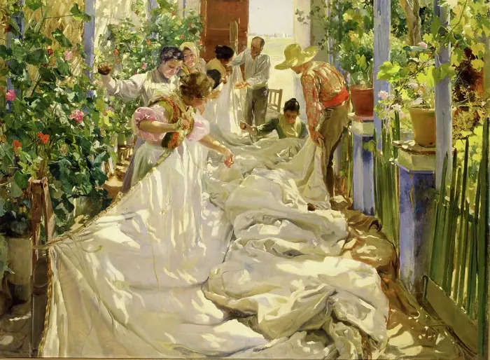 Framed Print : Sewing the Sail (Cosiendo la vela), 1896. Creator: Sorolla y Bastida, Joaquín (1863-1923) Framed Print : Sewing the Sail (Cosiendo la vela), 1896. Creator: Sorolla y Bastida, Joaquín (1863-1923)