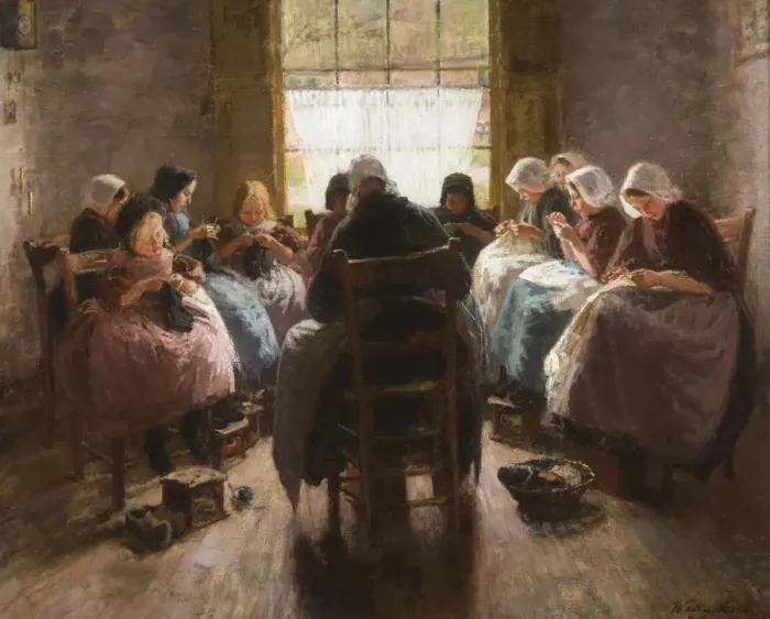Framed Print : Sewing school in Huizen, 1891 Framed Print : Sewing school in Huizen, 1891