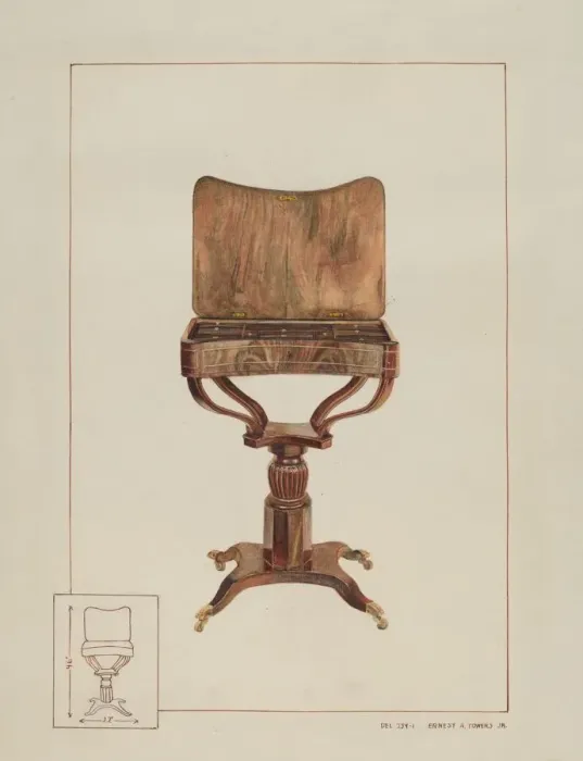 Framed Print : Sewing Table, c. 1938. Creator: Ernest A Towers Jr Framed Print : Sewing Table, c. 1938. Creator: Ernest A Towers Jr
