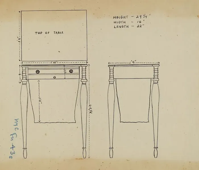 Framed Print : Sewing and Work Table, 1935 / 1942. Creator: Unknown Framed Print : Sewing and Work Table, 1935 / 1942. Creator: Unknown