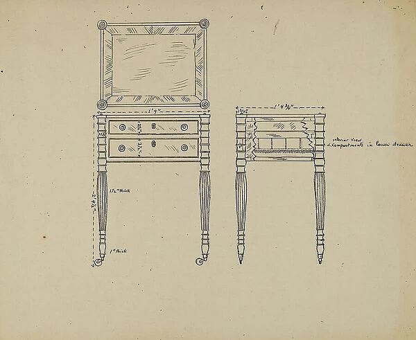 Sewing and Work Table, 1935 / 1942. Creator: Unknown