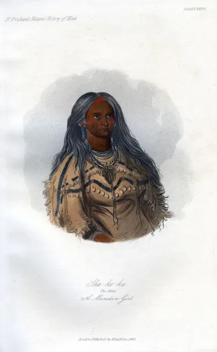 Framed Print : Sha-ko-ka, The Mint, A Mandan Girl, 1848. Artist: Harris Framed Print : Sha-ko-ka, The Mint, A Mandan Girl, 1848. Artist: Harris