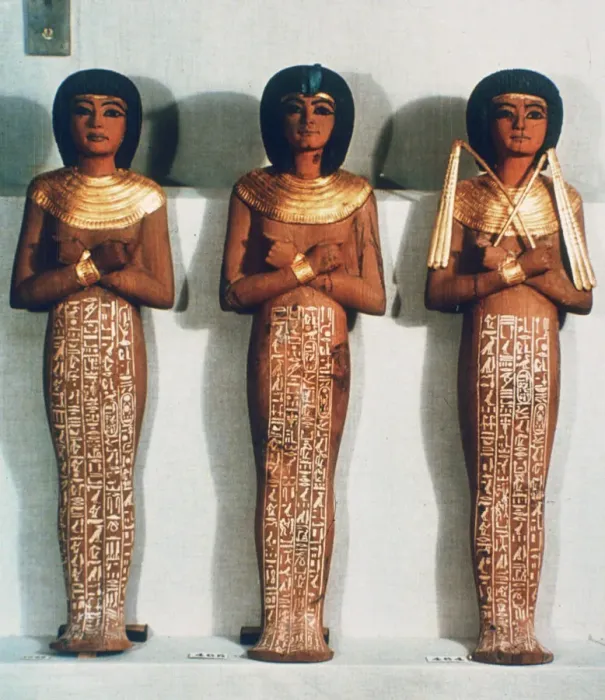 Framed Print : Three Shabtis or servant figures, Tutankhamun funerary object, 18th Dynasty Framed Print : Three Shabtis or servant figures, Tutankhamun funerary object, 18th Dynasty