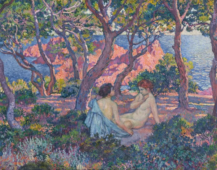 Framed Print : In the shade of the pines (Agay), 1905. Creator: Rysselberghe, Theo van (1862-1926) Framed Print : In the shade of the pines (Agay), 1905. Creator: Rysselberghe, Theo van (1862-1926)