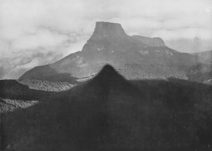 Framed Print : The Shadow of Adams Peak and Bible Rock. Taken from the Peak at Sunrise, c1890, (1910). Artist: Alfred William Amandus Plate Framed Print : The Shadow of Adams Peak and Bible Rock. Taken from the Peak at Sunrise, c1890, (1910). Artist: Alfred William Amandus Plate