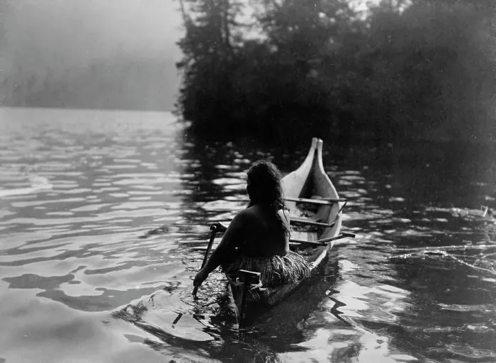 Framed Print : Into the shadow-Clayoquot, c1910. Creator: Edward Sheriff Curtis Framed Print : Into the shadow-Clayoquot, c1910. Creator: Edward Sheriff Curtis