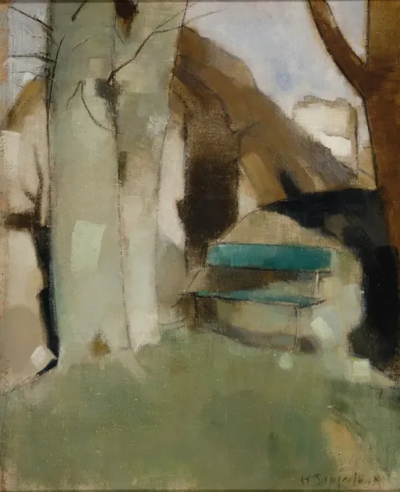 Framed Print : Shadow on the Wall II (Green Bench), 1928. Creator: Schjerfbeck, Helene (1862-1946) Framed Print : Shadow on the Wall II (Green Bench), 1928. Creator: Schjerfbeck, Helene (1862-1946)
