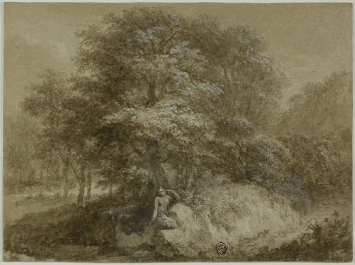 Framed Print : Shady Grove with Nymph Seated Under Tree, n.d. Creator: Adam Friedrich Oeser Framed Print : Shady Grove with Nymph Seated Under Tree, n.d. Creator: Adam Friedrich Oeser