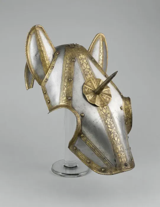 Framed Print : Shaffron, Steel with gilding, c. 1575. Creator: Unknown Framed Print : Shaffron, Steel with gilding, c. 1575. Creator: Unknown