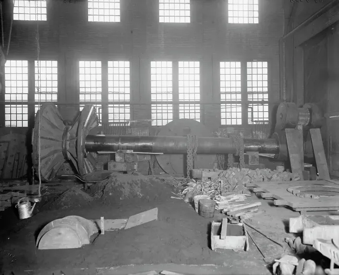 Framed Print : Shafting for new Detroit & Cleveland Navigation Co. steamer, (1907?). Creator: Unknown. Shafting for new Detroit & Cleveland Navigation Co. steamer, (1907?). Creator: Unknown Framed Print : Shafting for new Detroit & Cleveland Navigation Co. steamer, (1907?). Creator: Unknown. Shafting for new Detroit & Cleveland Navigation Co. steamer, (1907?). Creator: Unknown