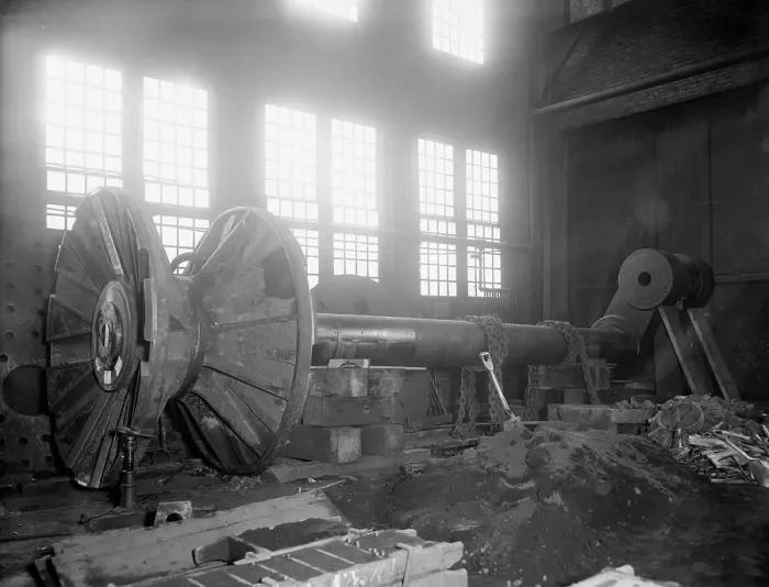 Framed Print : Shafting for new Detroit & Cleveland Navigation Co. steamer, (1907?). Creator: Unknown. Shafting for new Detroit & Cleveland Navigation Co. steamer, (1907?). Creator: Unknown Framed Print : Shafting for new Detroit & Cleveland Navigation Co. steamer, (1907?). Creator: Unknown. Shafting for new Detroit & Cleveland Navigation Co. steamer, (1907?). Creator: Unknown